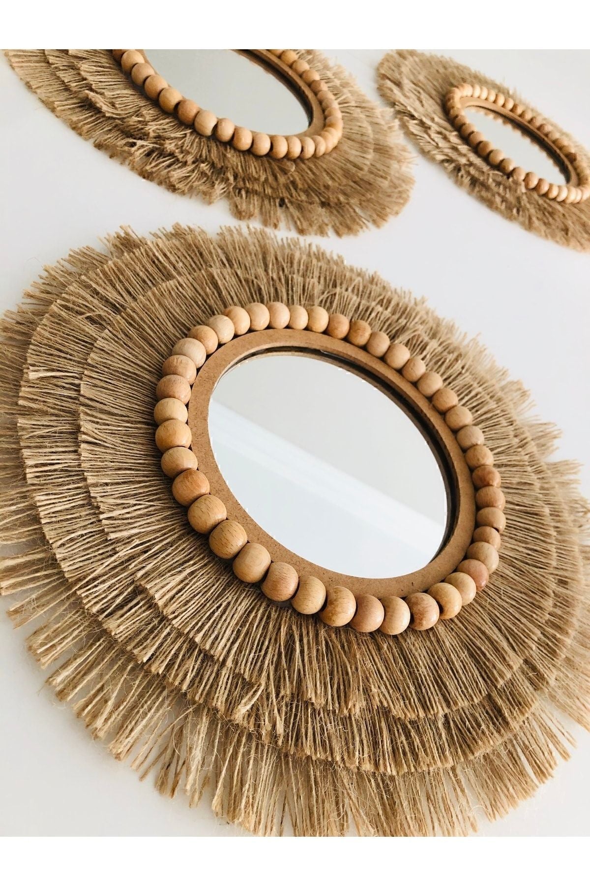 Wicker Jute Mirror Wall Mirror Console Mirror Decorative Mirror