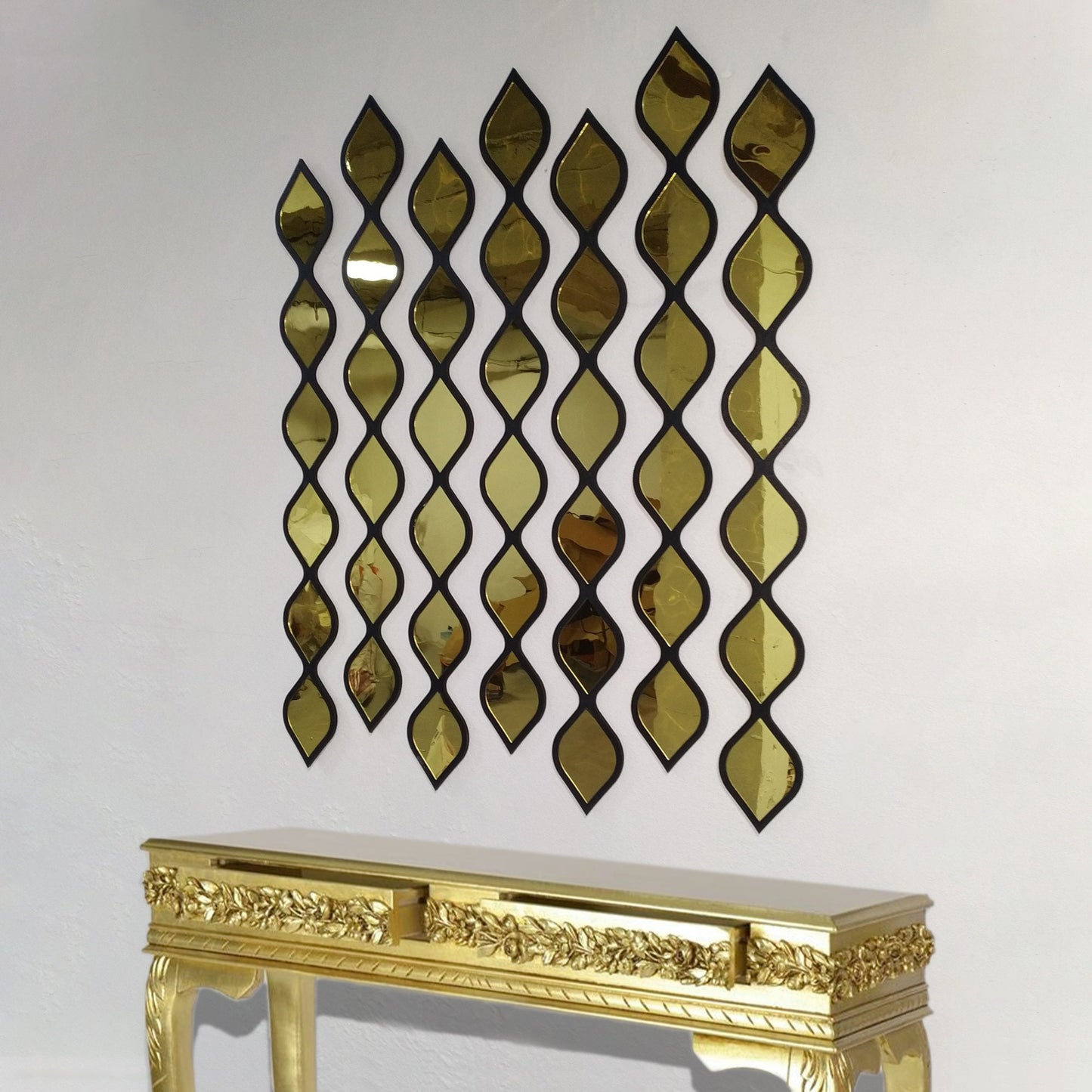 Water Drop Decorative Mirror Black Frame and Gold Mirror by MDM Design