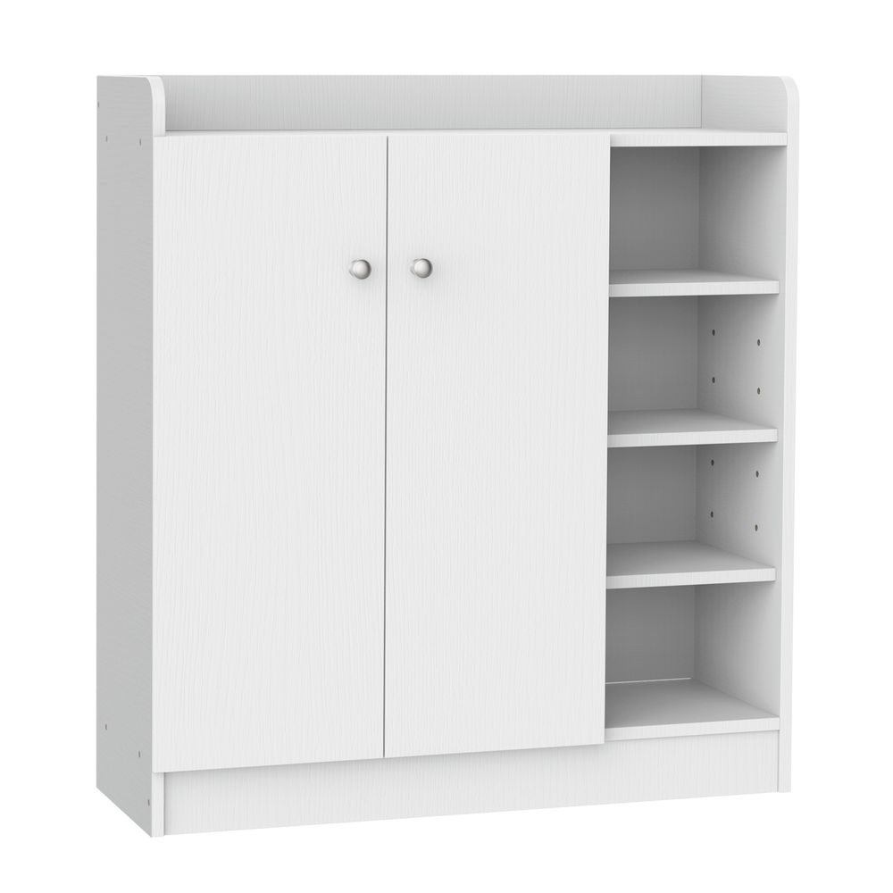 Shoe Storage Cabinet Home 2 Doors w/Adjustable 4 Shelves White