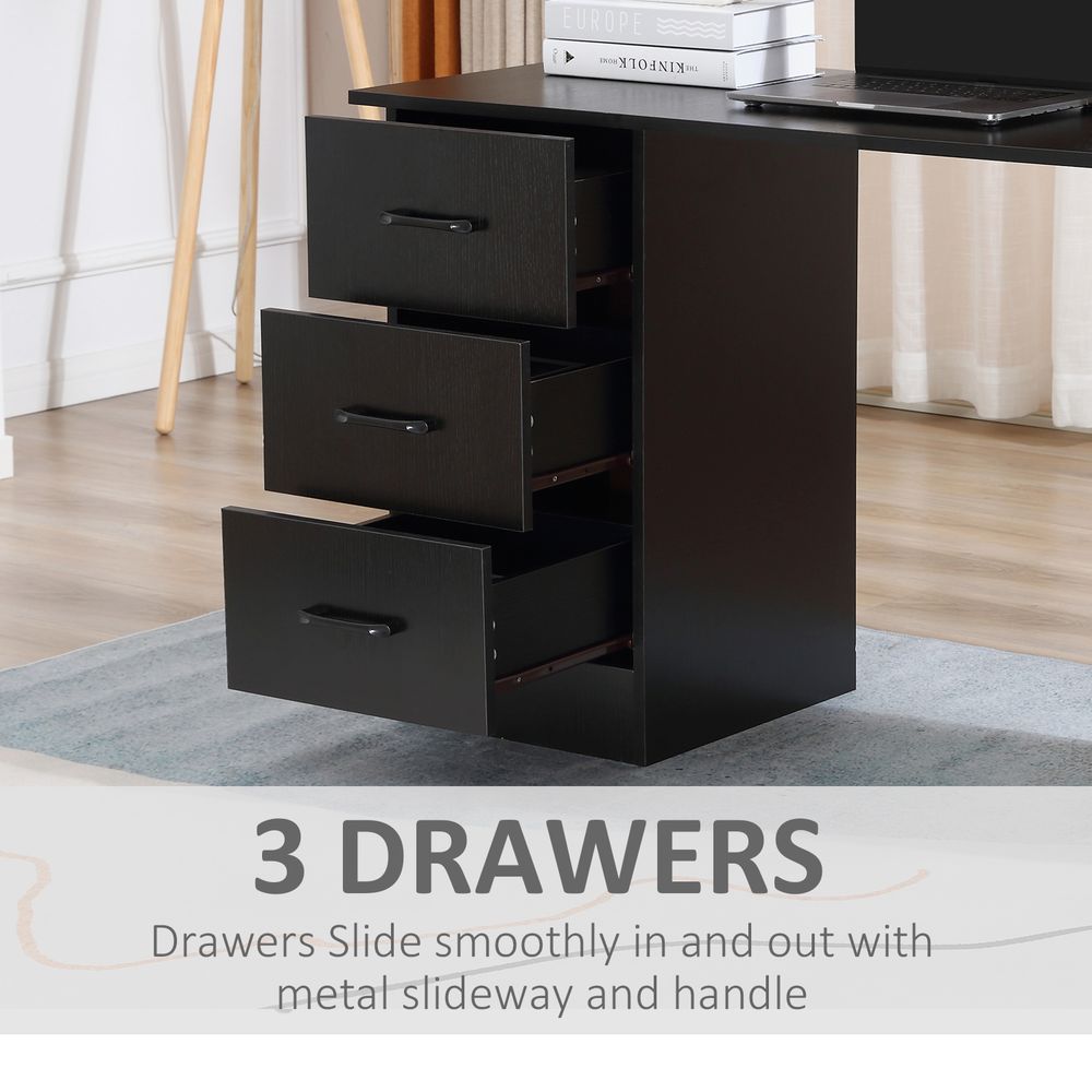 120cm Computer Desk Writing Shelf & Drawers Black