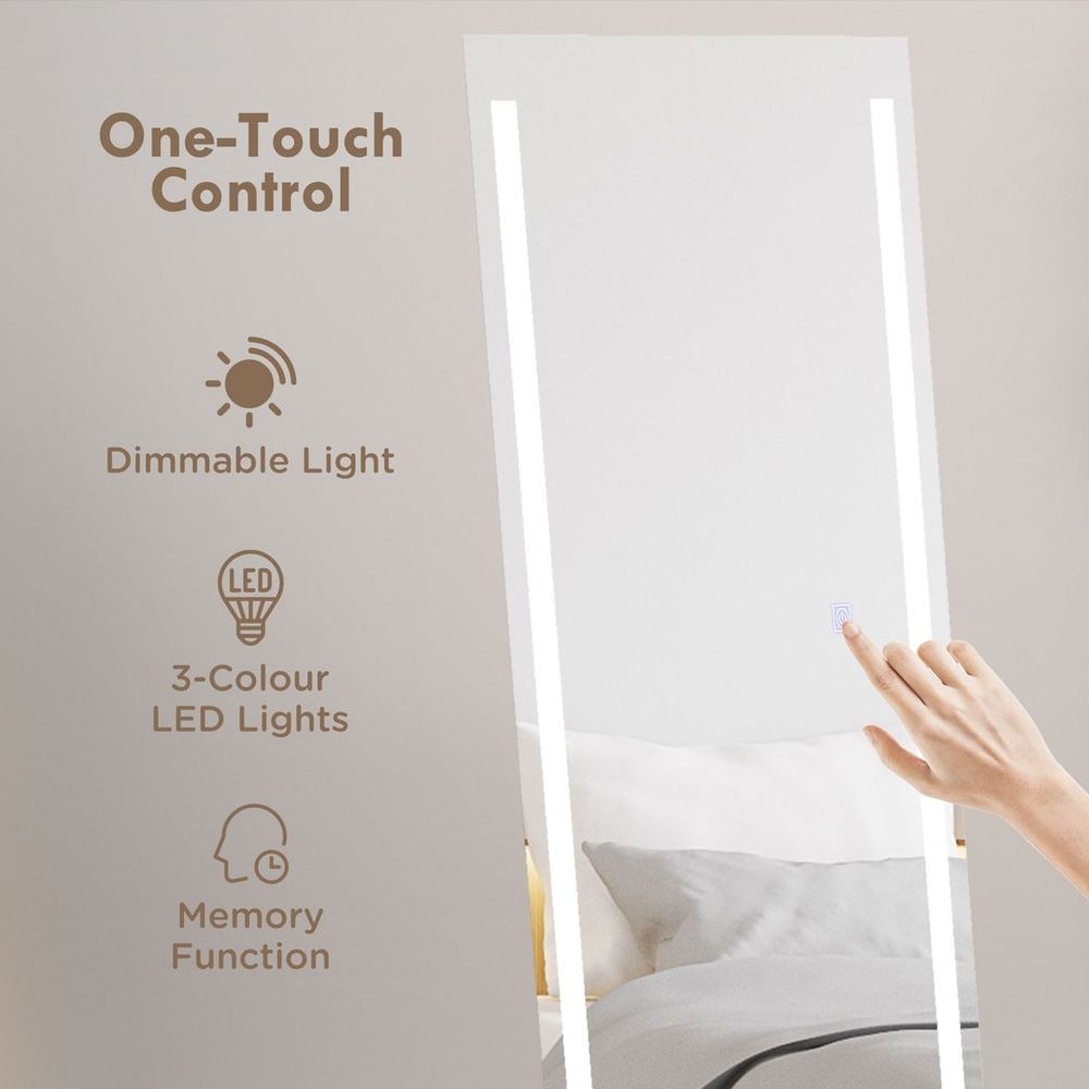 Illuminate Your Space: HOMCOM Dimmable LED Full Length Mirror with Memory Function