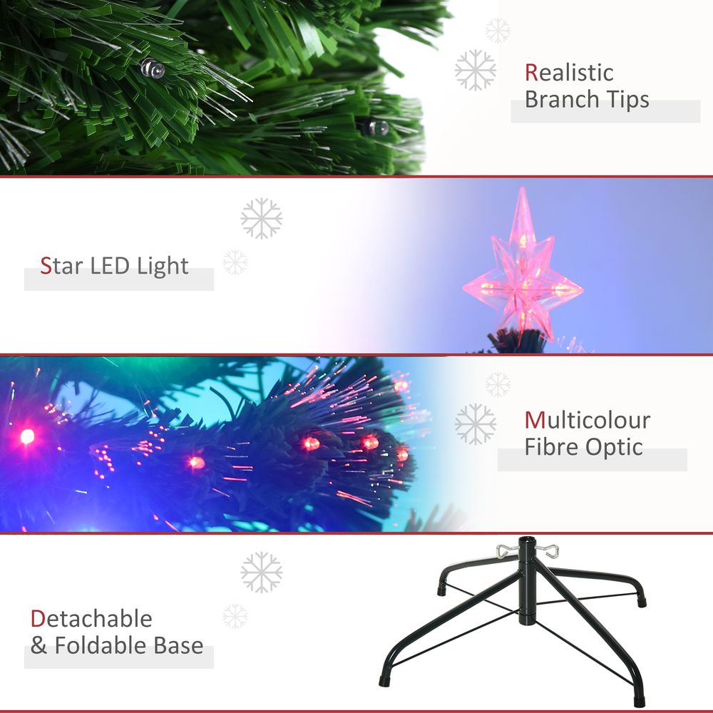 5ft Prelit Artificial Christmas Tree with Multi-Coloured Fiber LED Light Green