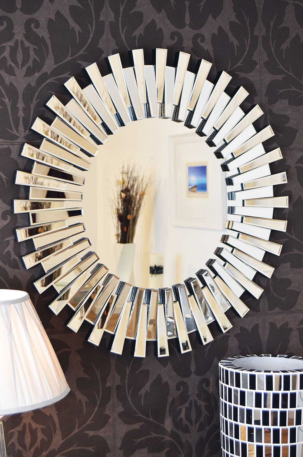 Starburst All Glass Stylised Round Mirror