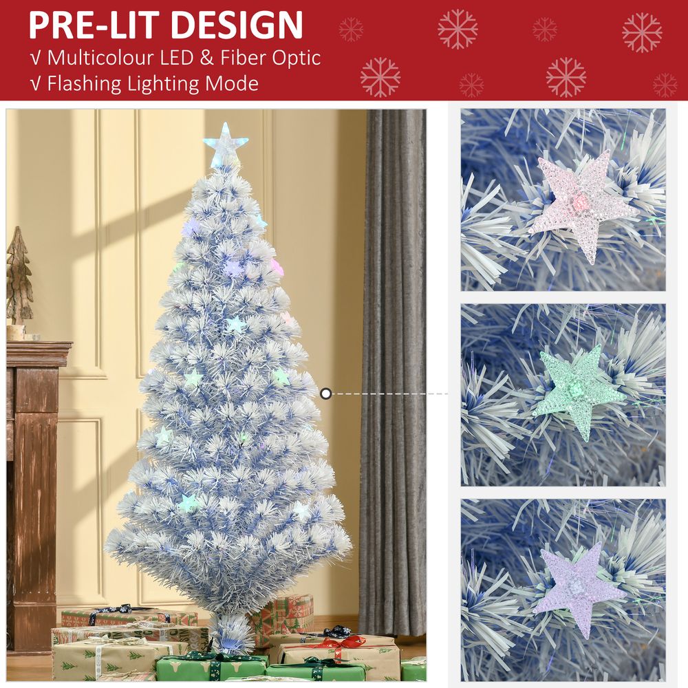 Artificial Fibre Christmas Tree Seasonal Deco 21 LED Easy Store 5FT White Blue