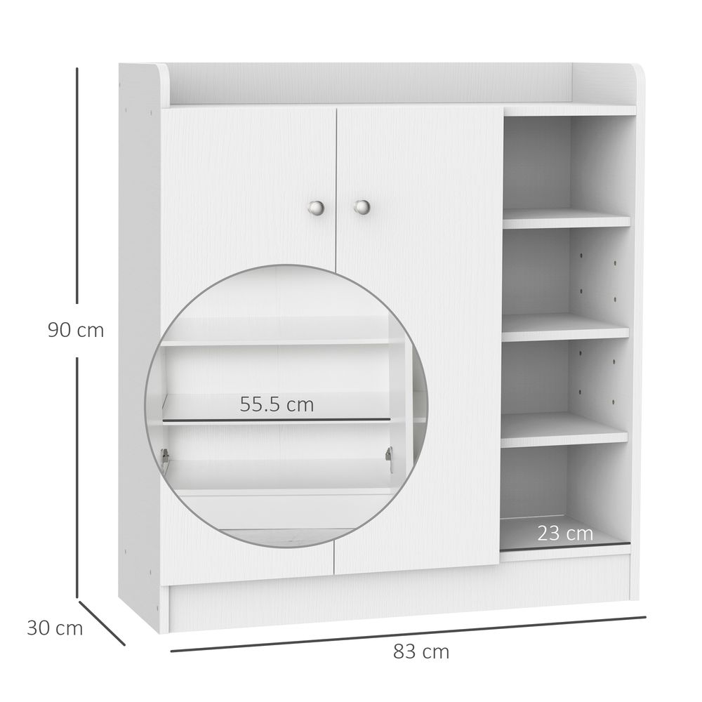 Shoe Storage Cabinet Home 2 Doors w/Adjustable 4 Shelves White