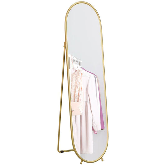 Elegant HOMCOM Oval Full Length Mirror: Versatile Design in Gold Tone