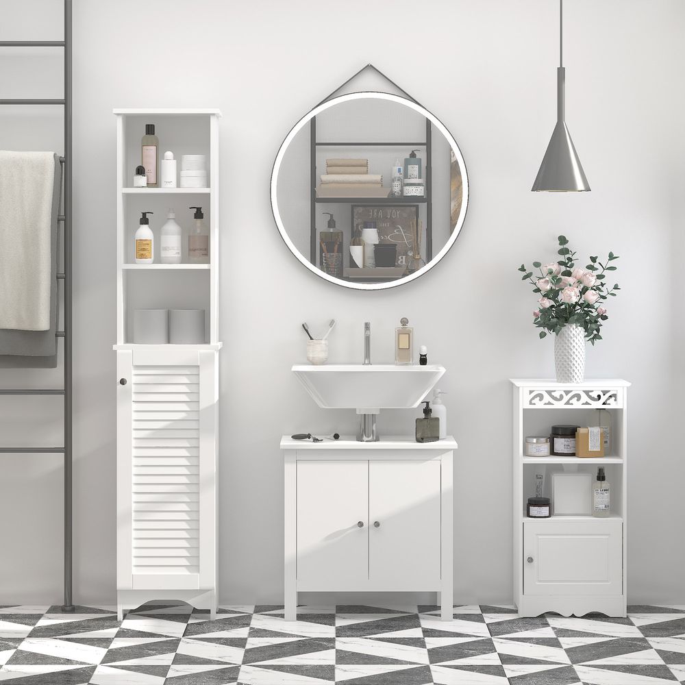 MDF 6-Tier Tall Bathroom Storage Cabinet White