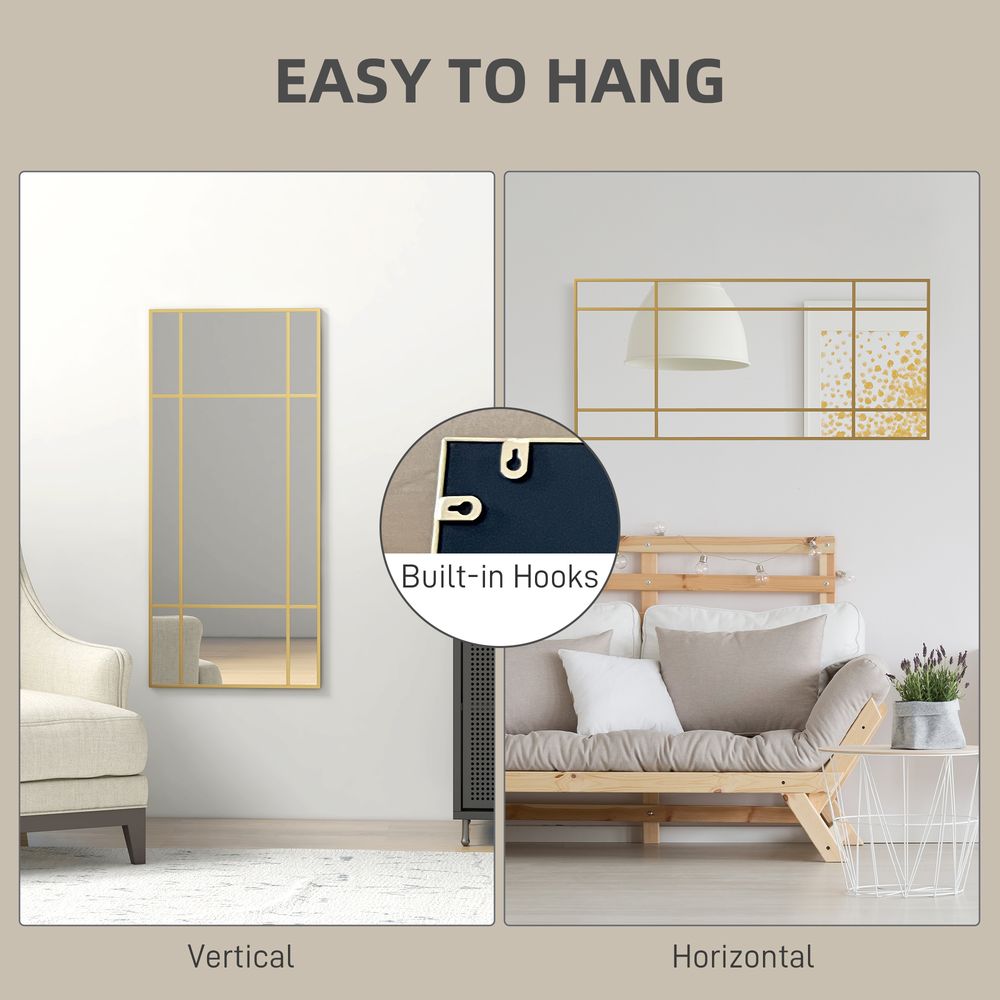 Elegant Gold Tone Wall Mirror - Versatile Window Style with Clear Reflection