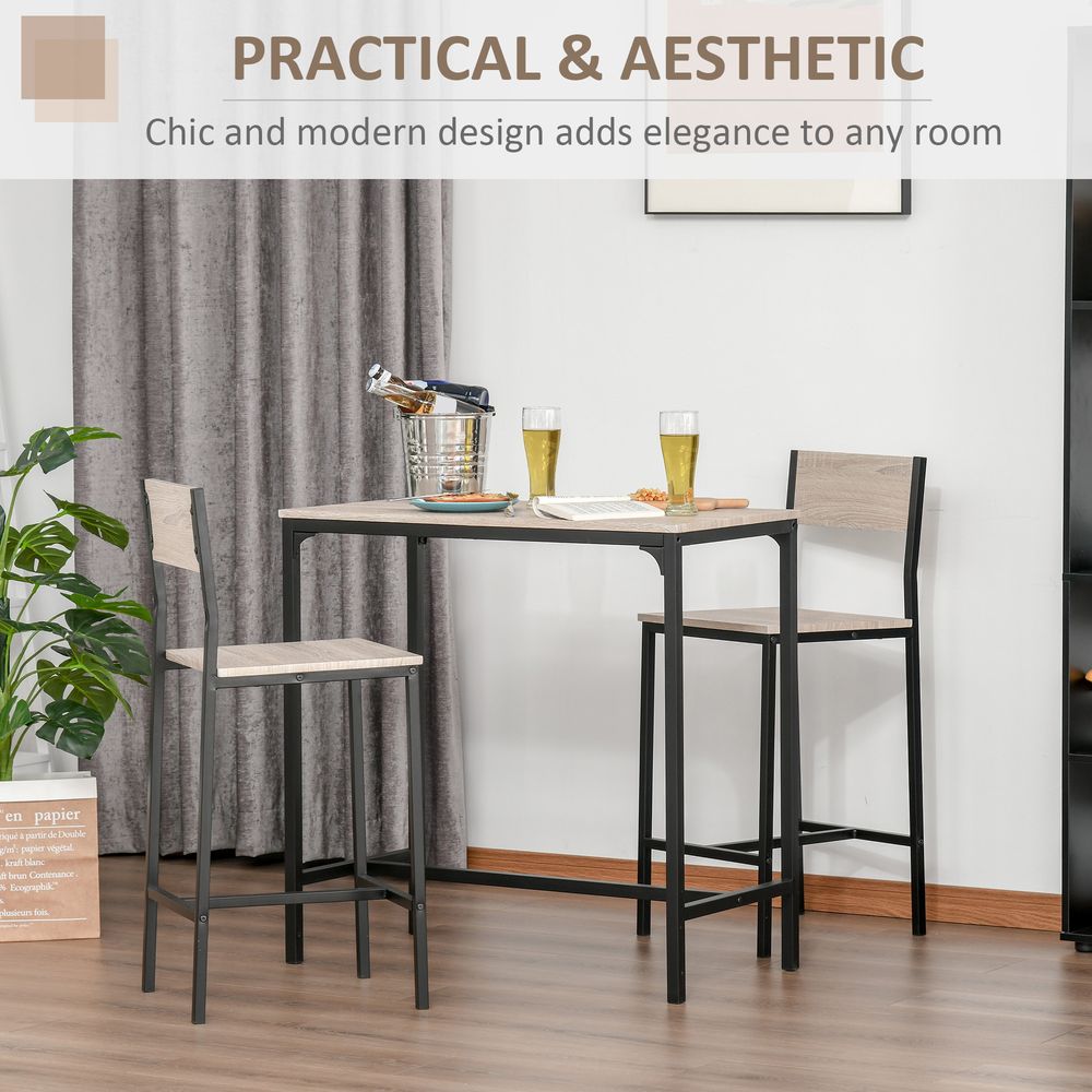 Metal Frame MDF Top Table & Bar Stool Set Black