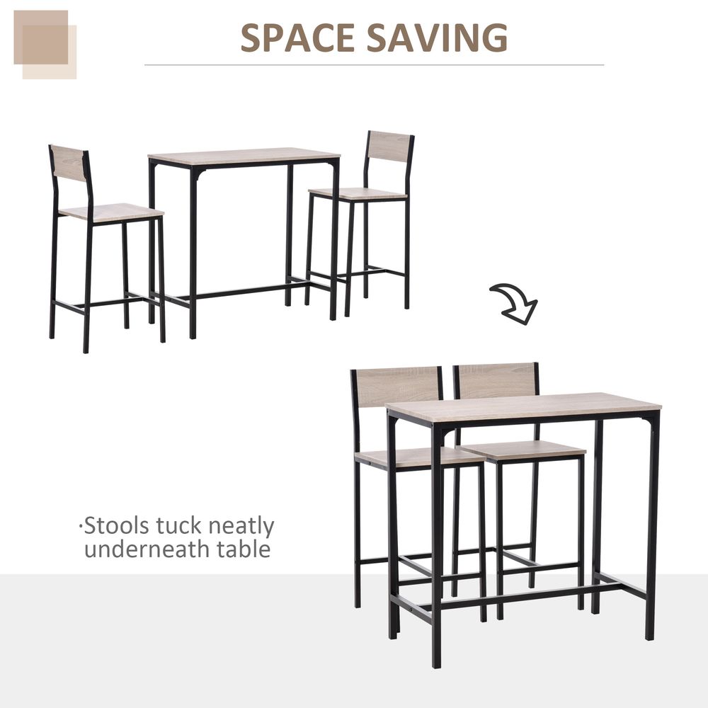 Metal Frame MDF Top Table & Bar Stool Set Black