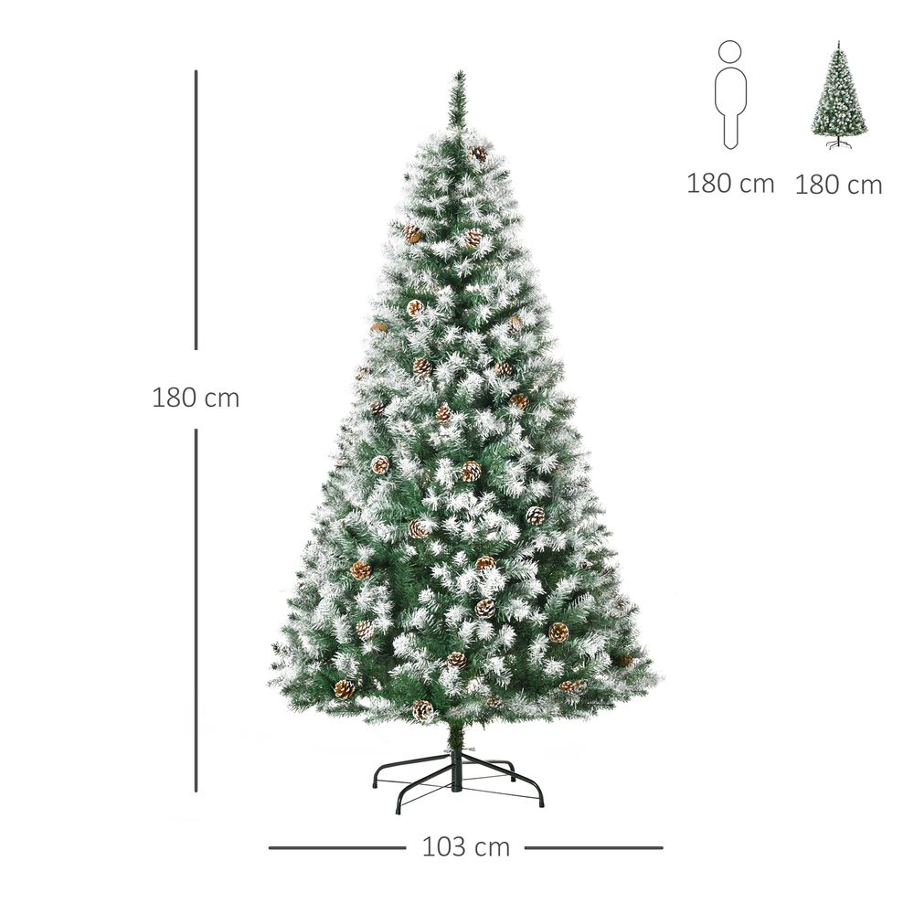 6FT Artificial Christmas Tree Pine Cones Xmas Home Deco Automatic Open Green