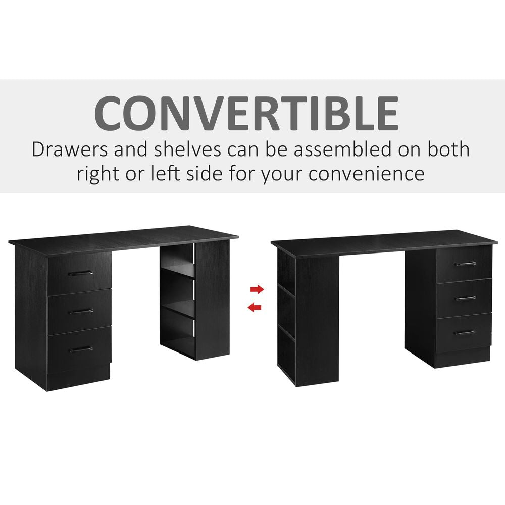 120cm Computer Desk Writing Shelf & Drawers Black