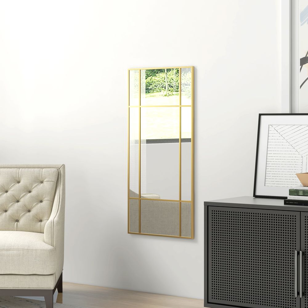 Elegant Gold Tone Wall Mirror - Versatile Window Style with Clear Reflection