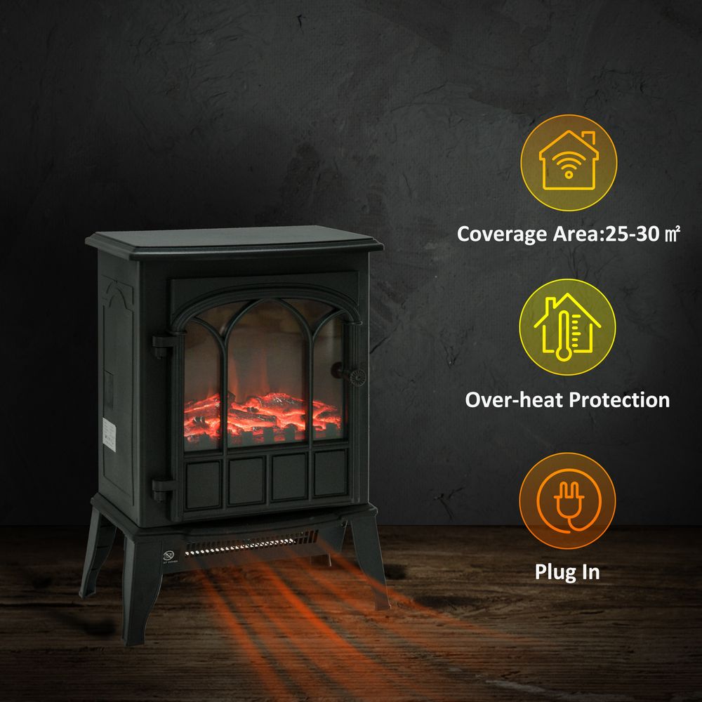 Electric Fireplace Heater Freestanding Stove with LED Flame Effect