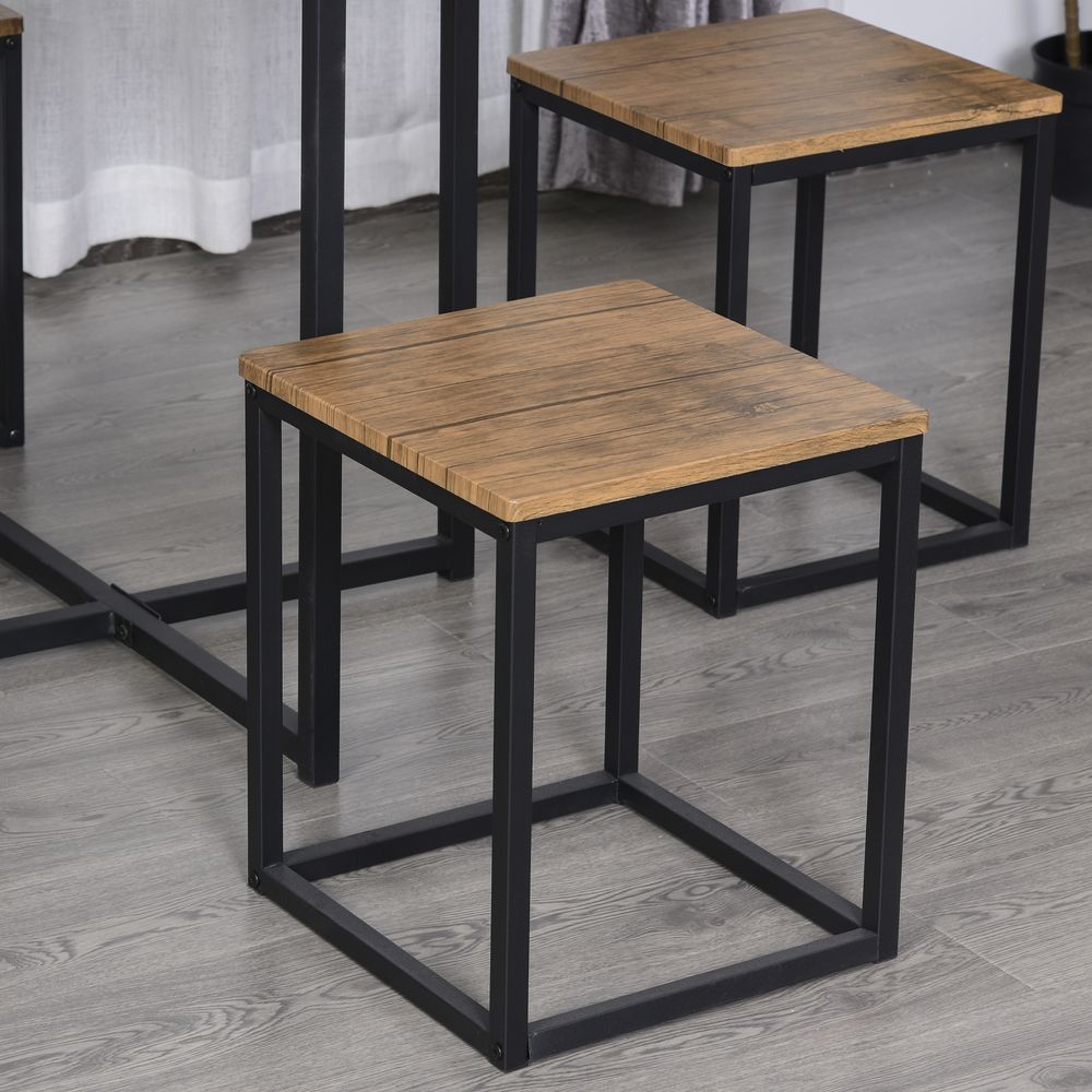 MDF Topped Steel 5-Piece Dining Set Dining Table with 4 Stools Black/Brown