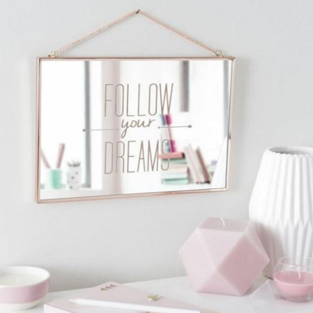 Follow Your Dream Mirror - Motivational Decorative Glass Wall Art 20x30cm