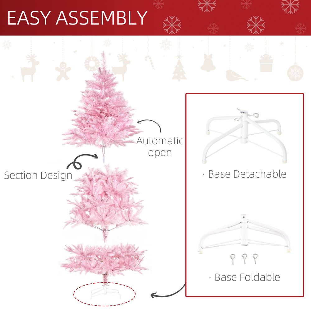 6FT Artificial Christmas Tree Holiday Xmas Automatic Open for Home Party Pink