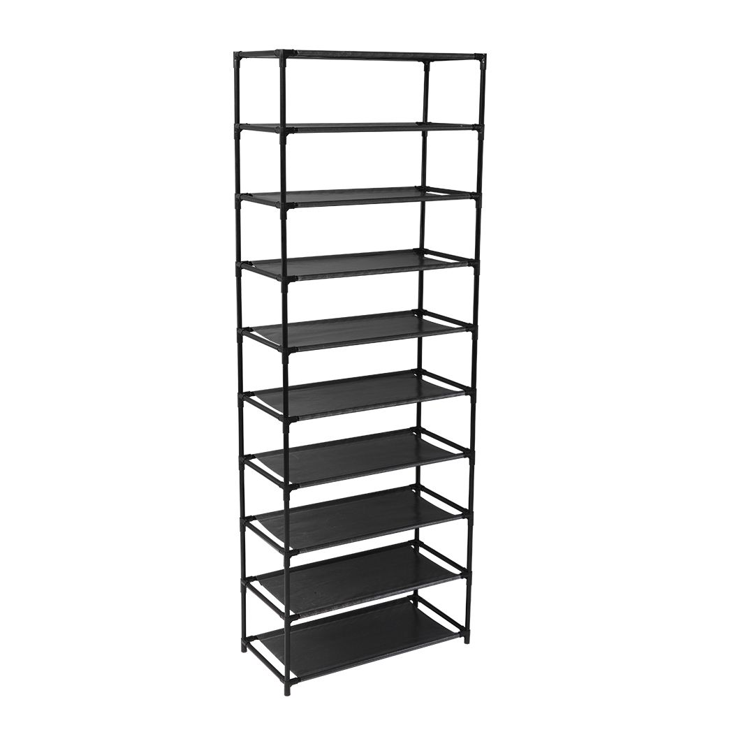 10 Tier Stackable Shoe Rack Storage Shelves - Stainless Steel Frame Holds 50 Pairs Of Shoes