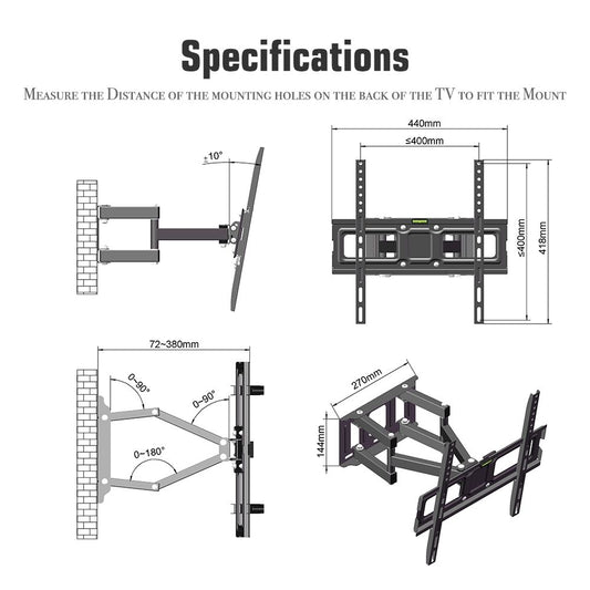 26-55 Inch Double Pendulum Large Base TV Stand TMDS-105 Bearing 40Kg/Vese400*400/Upper And Lower-10~ 10°