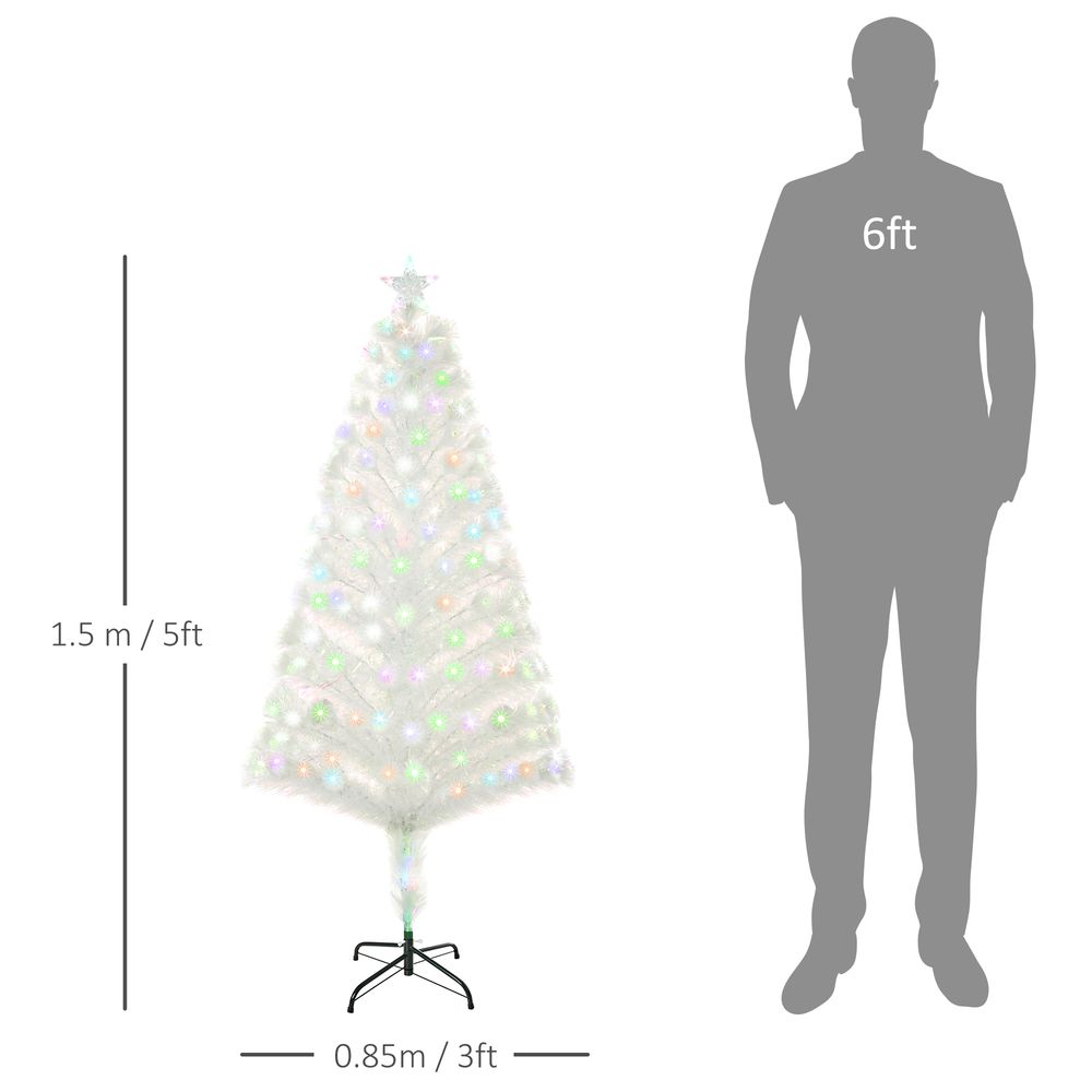 5 Feet Prelit Artificial Christmas Tree with Fiber Optic LED Light White