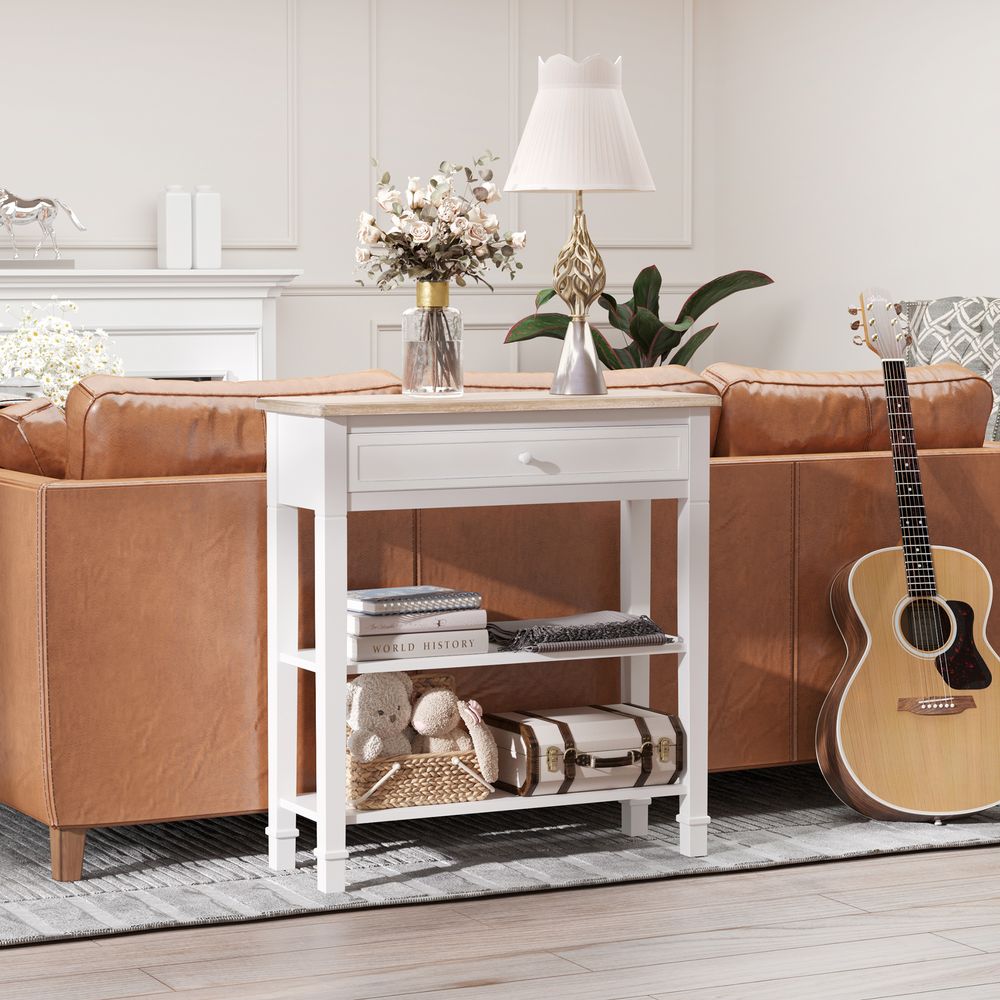 MDF Wide Drawer Console Table White