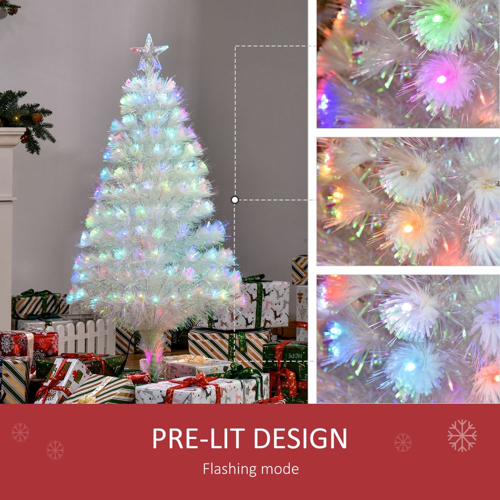 4 Feet Prelit Artificial Christmas Tree with Fiber Optic LED Light White