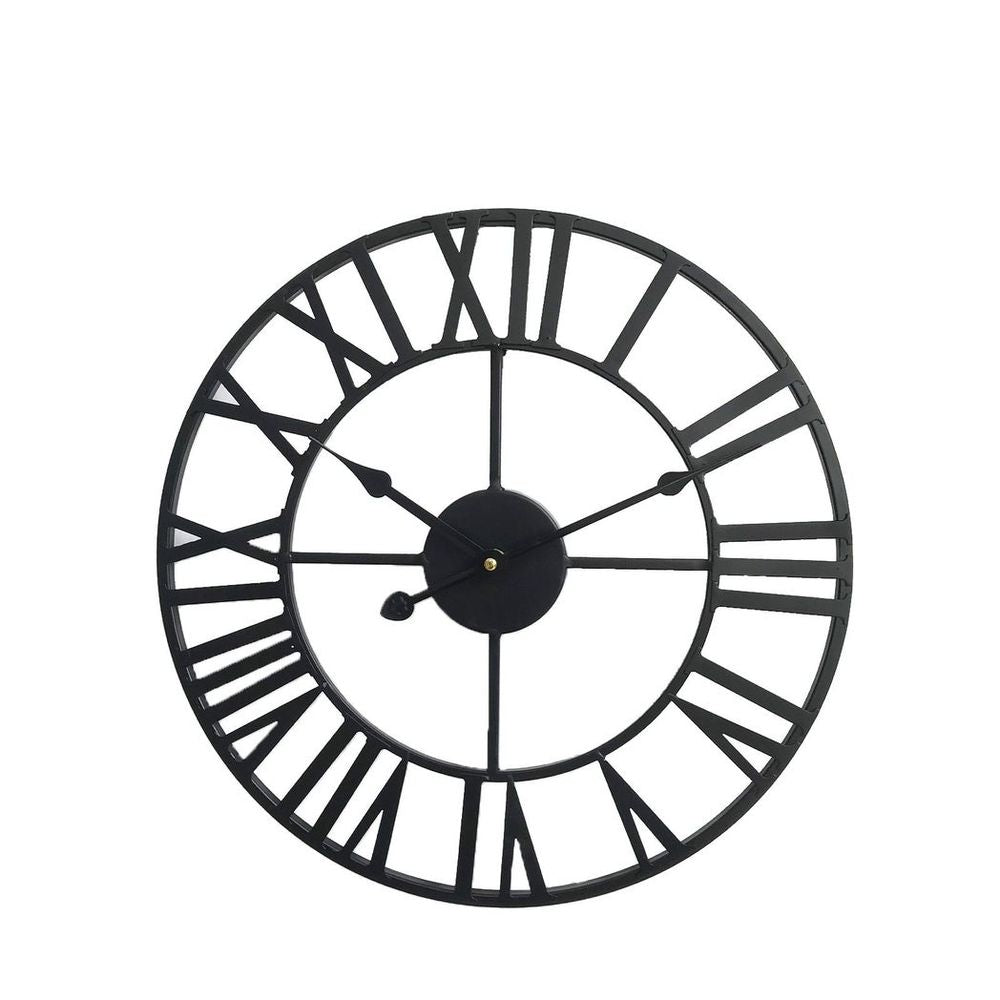 60CM ROMAN METAL CLOCK BLACK