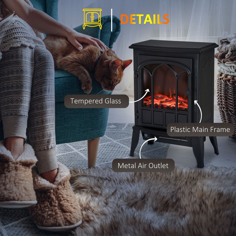 Electric Fireplace Heater Freestanding Stove with LED Flame Effect