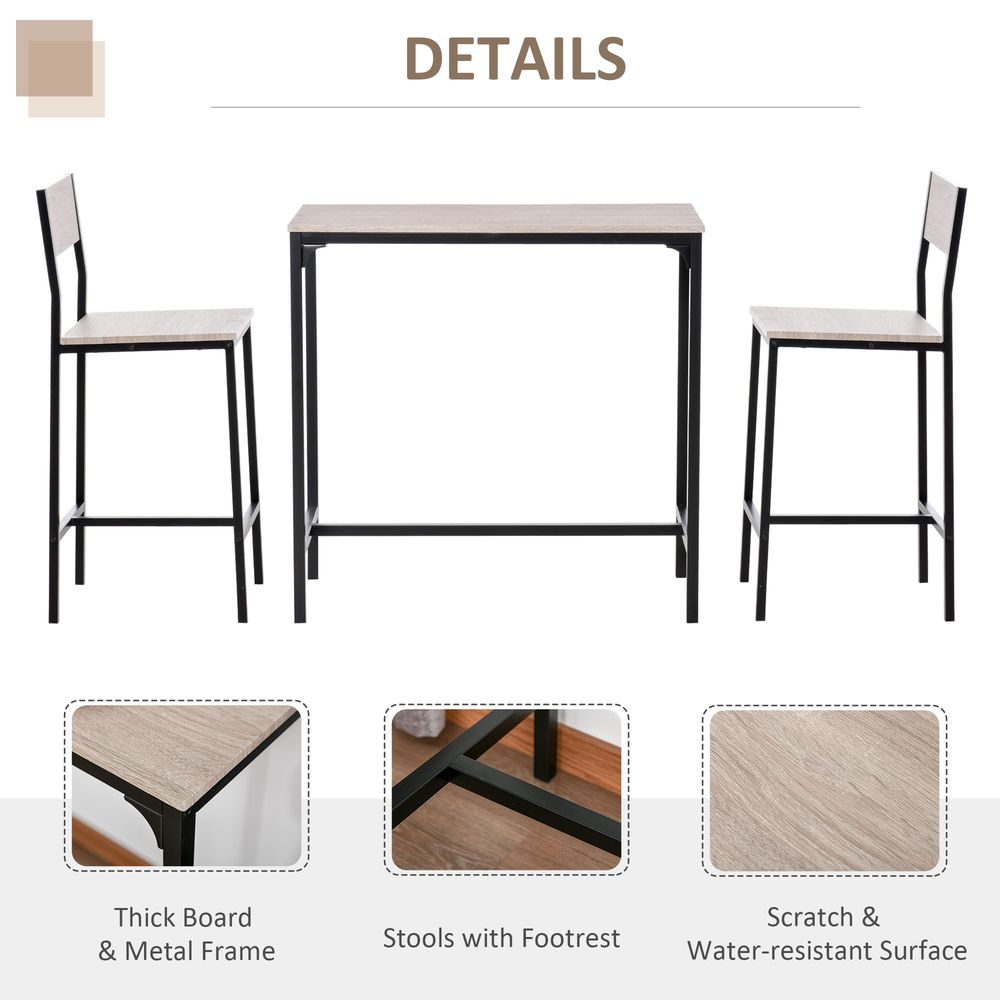 Metal Frame MDF Top Table & Bar Stool Set Black