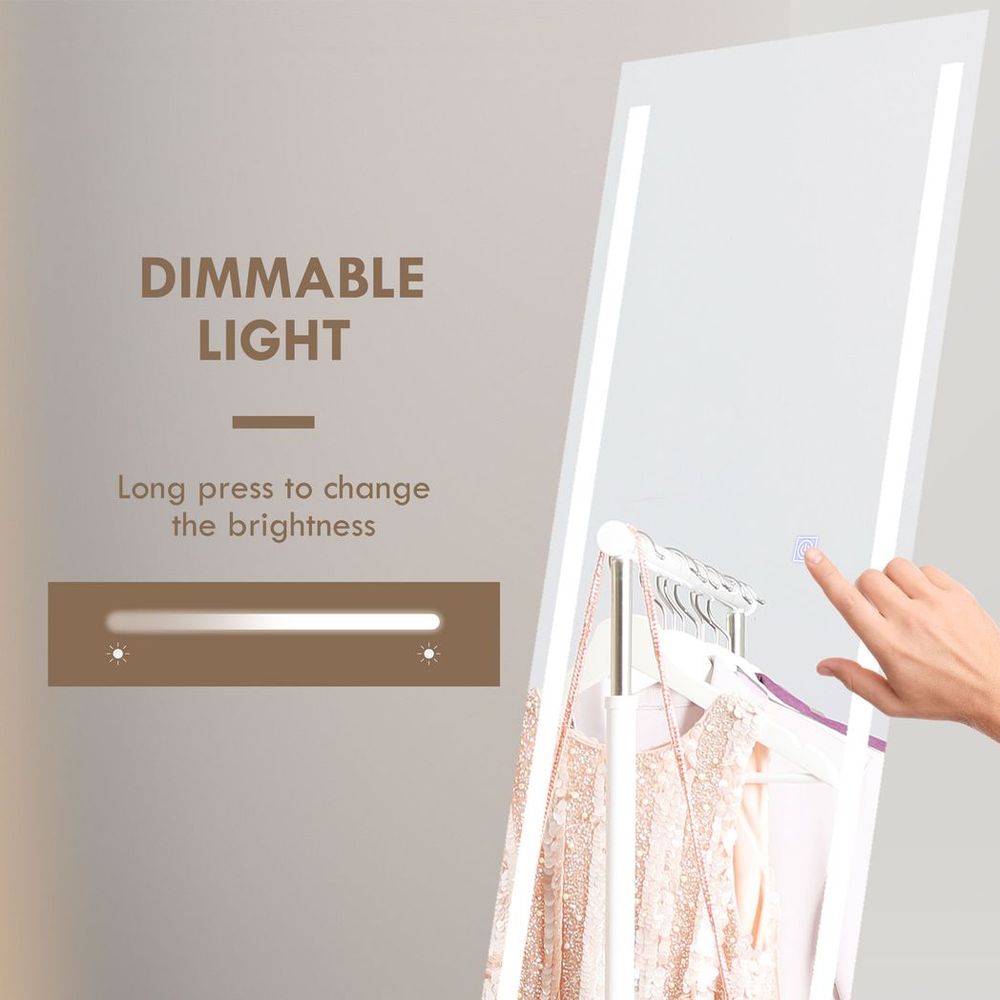 Illuminate Your Space: HOMCOM Dimmable LED Full Length Mirror with Memory Function