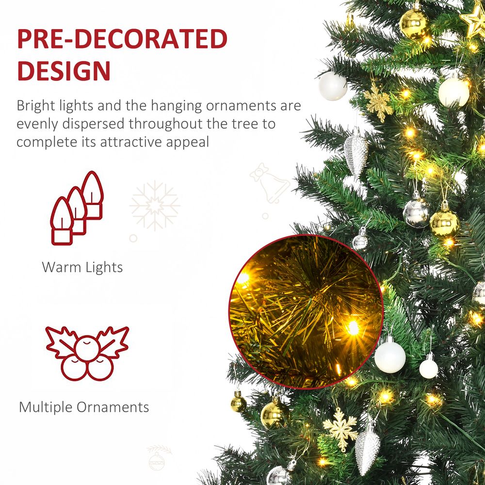 1.8m 6ft Pre-Lit Artificial Christmas Tree 200 LED  Tree Decorative Balls Stand