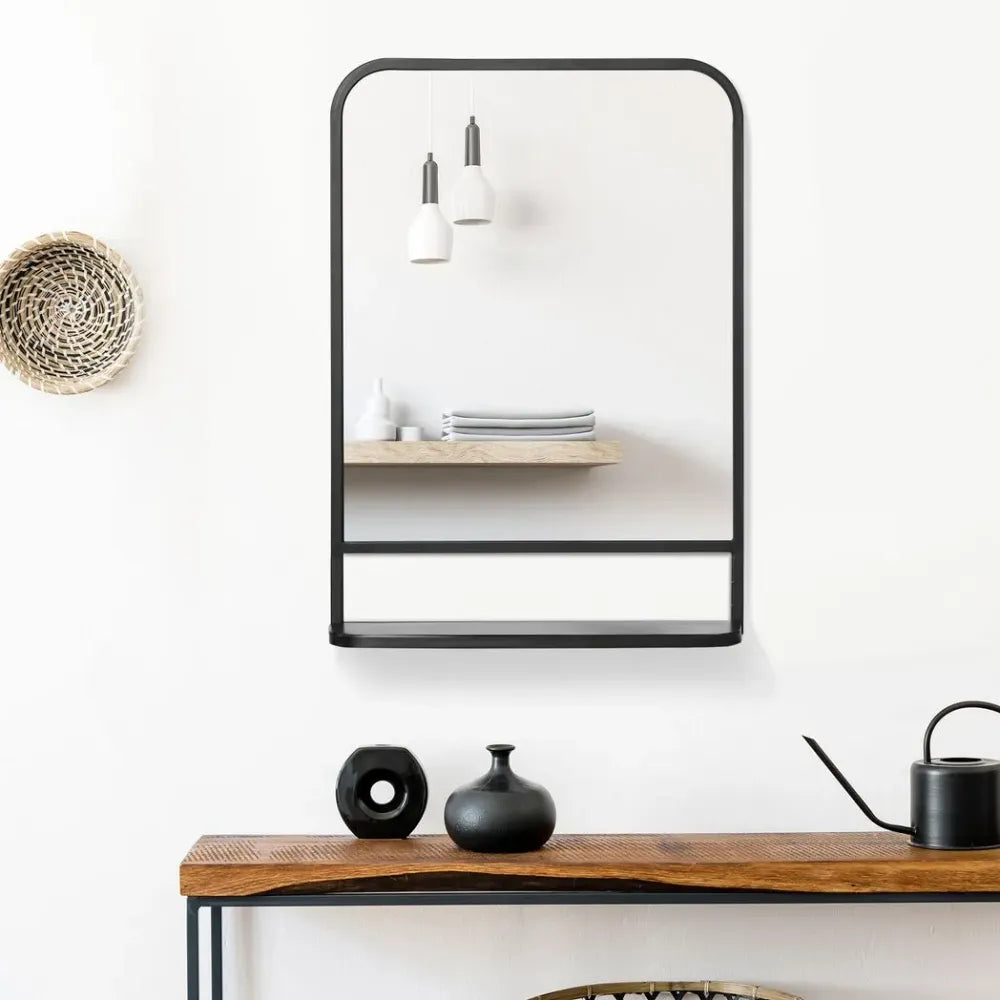 Versatile Square Wall Mirror with Shelf - Modern Design for Any Room