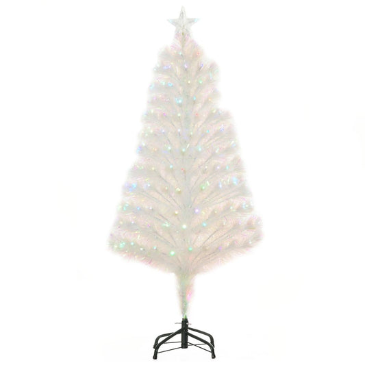 4 Feet Prelit Artificial Christmas Tree with Fiber Optic LED Light White