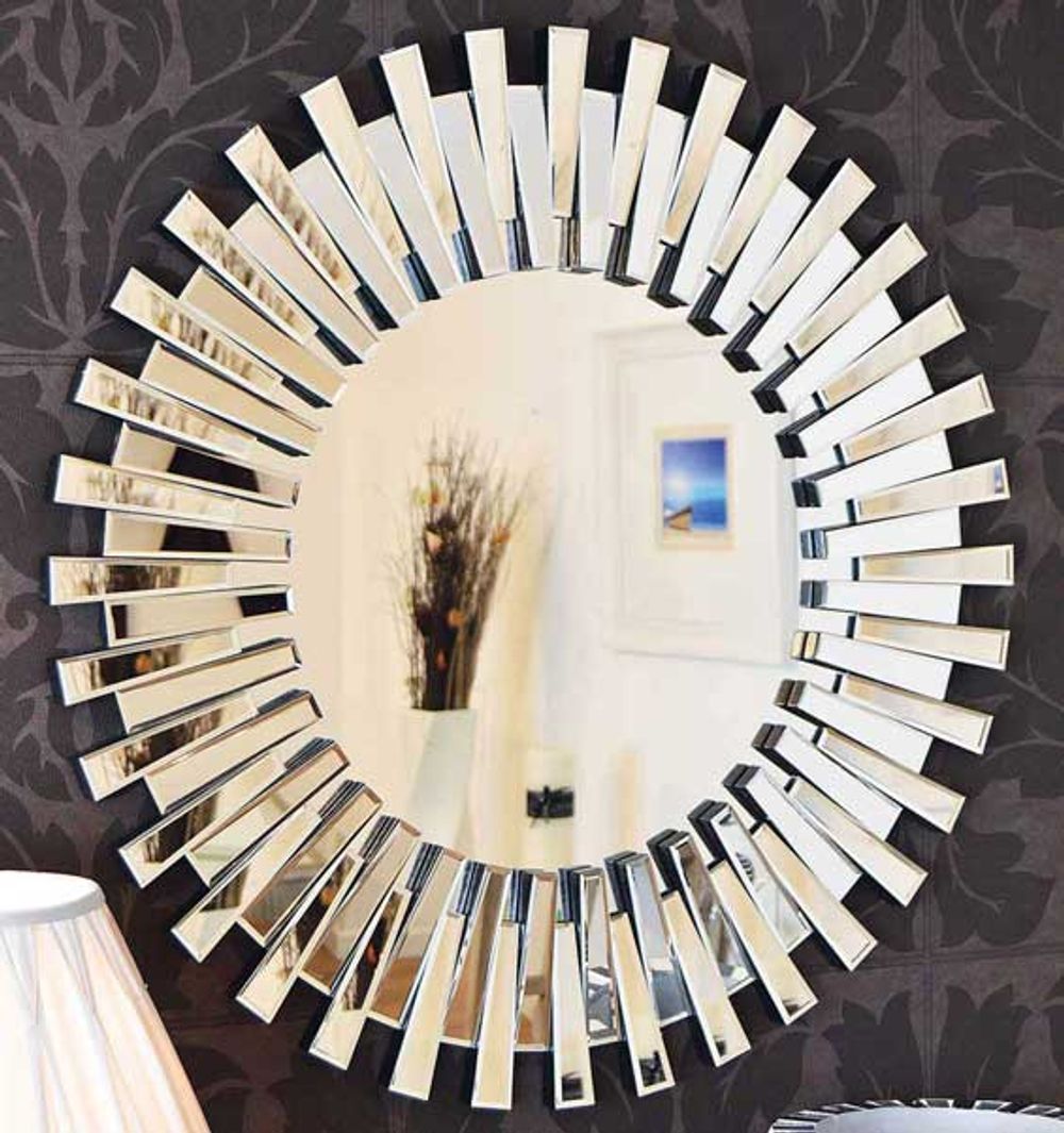 Starburst All Glass Stylised Round Mirror