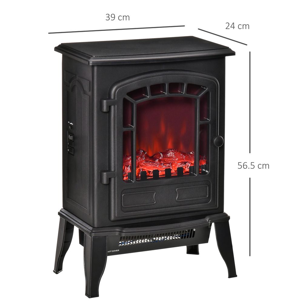 Free standing Electric Fireplace Stove Flame Effect Overheat Safety Protectio