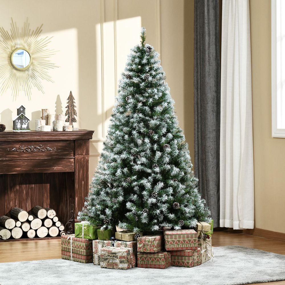 6FT Artificial Christmas Tree Pine Cones Xmas Home Deco Automatic Open Green