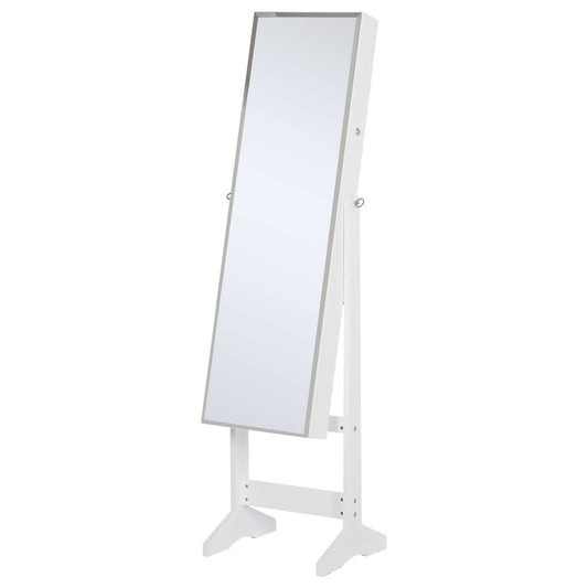 MDF Freestanding Glass Mirror Jewellery Cabinet White