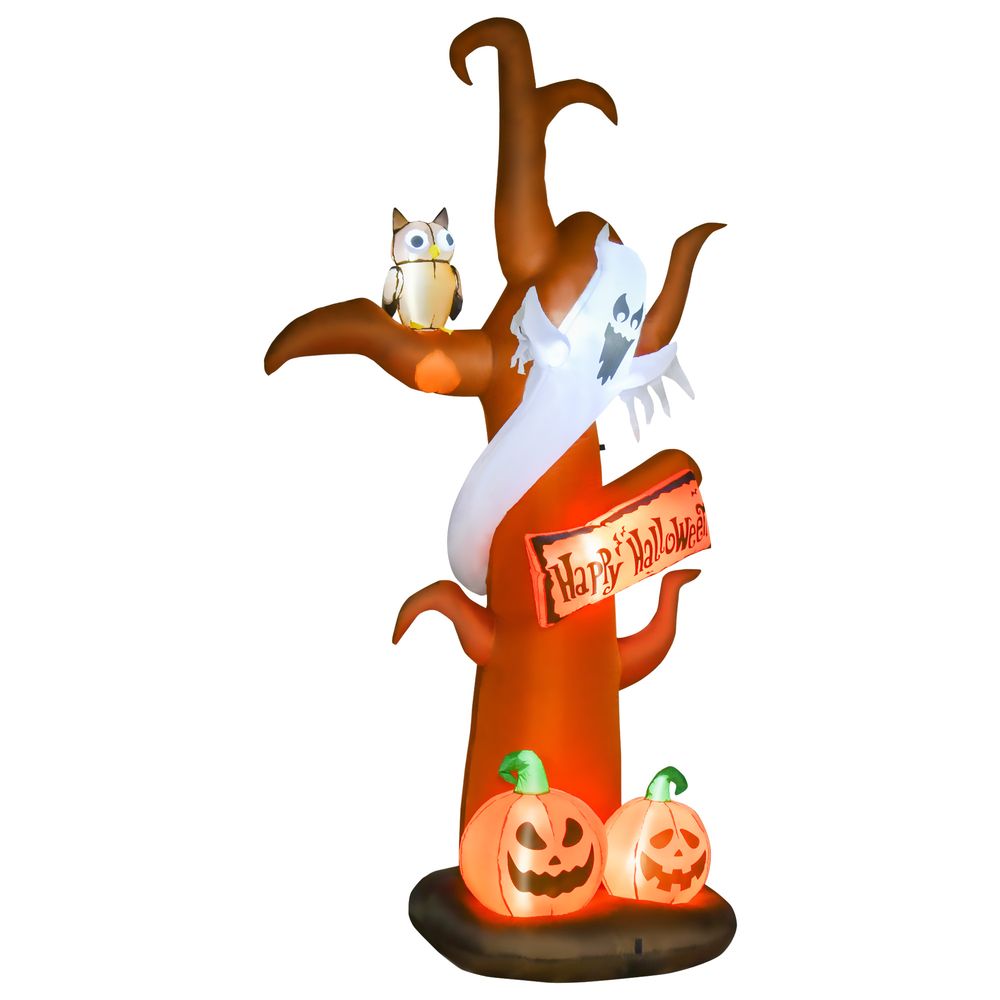 2.7m Halloween Inflatable Tree with Ghost and Pumpkin LED for Home In-Outdoor