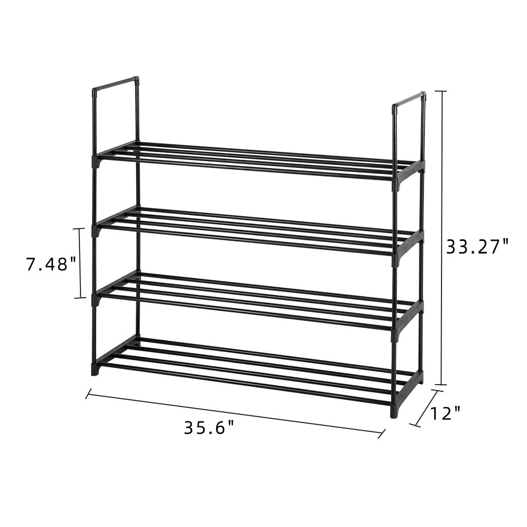 4 Tiers Shoe Rack Shoe Tower Shelf Storage Organizer For Bedroom, Entryway, Hallway, and Closet Black Color