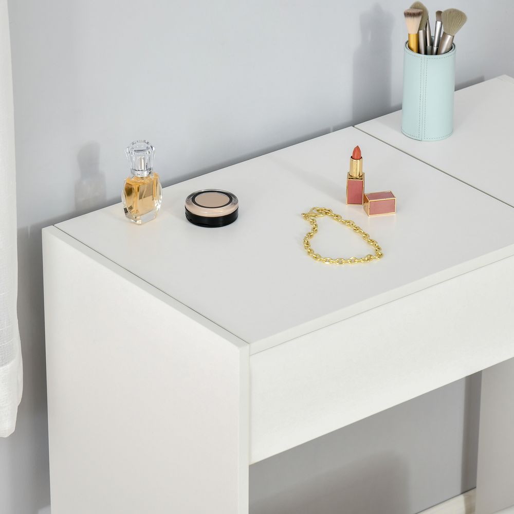 Dressing Table With Padded Stool-White