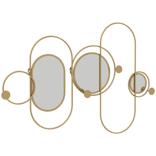 Stylish Gold Metal Wall Art with Mirrors & Hooks ? Elevate Your Space!