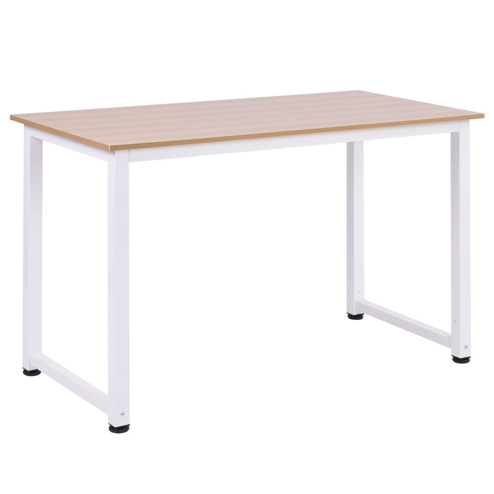 Computer Desk W/ White Metal Frame MDF, 120W x 60D x 76Hcm-Oak Grain Tone