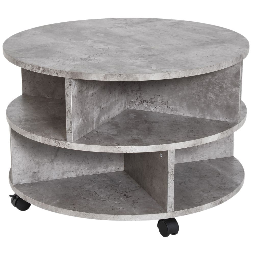 Coffee Table, 2-Tier, ?60x39.5H cm-Cement Colour