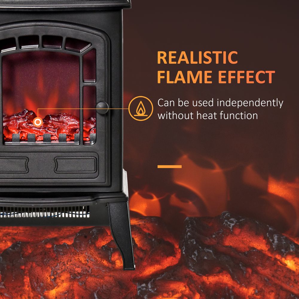 Free standing Electric Fireplace Stove Flame Effect Overheat Safety Protectio