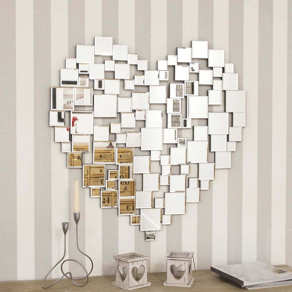 Heartfelt Elegance: Love All Glass Collage Wall Mirror - 81x80 CM