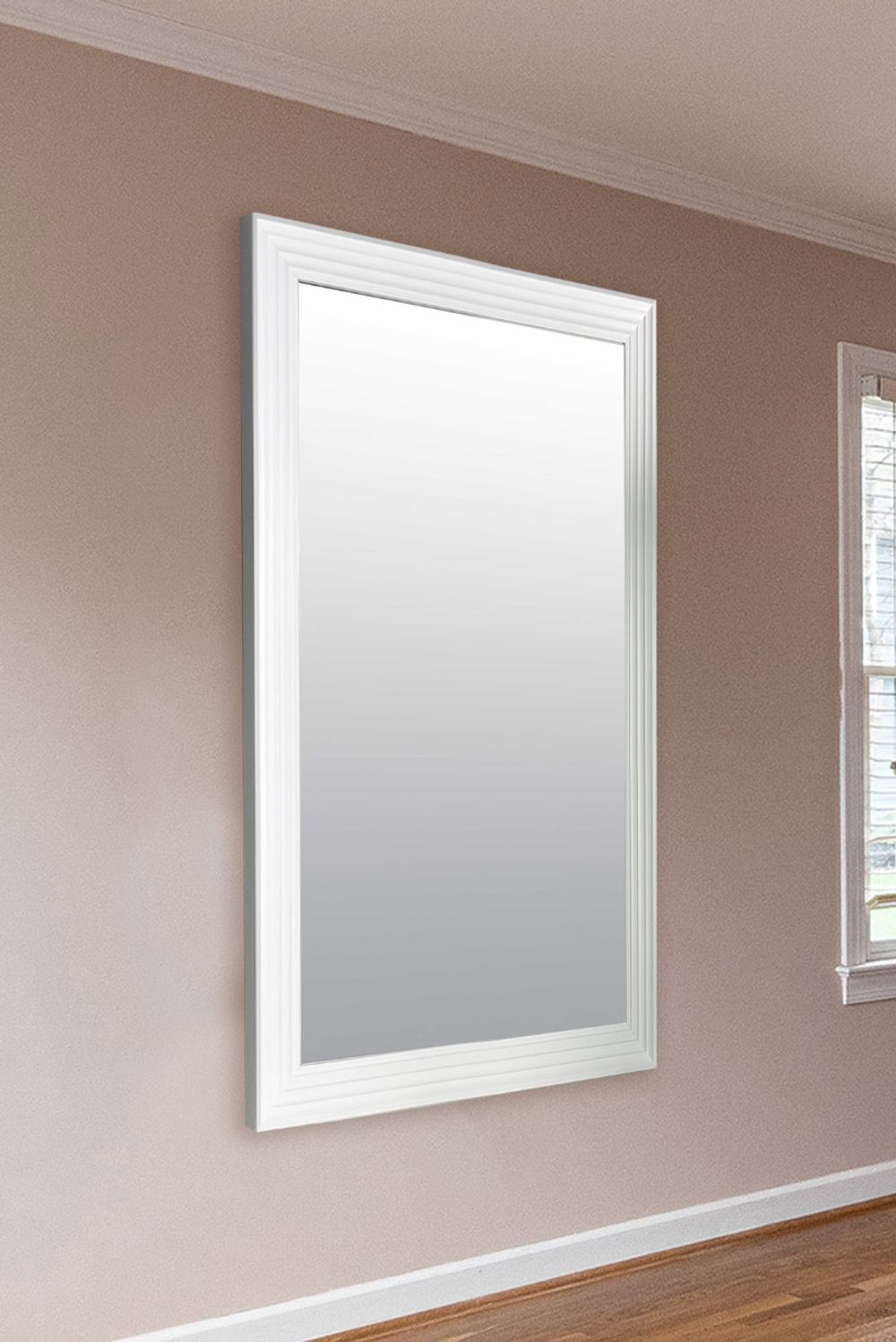 Elegant Layered White & Silver Wall Mirror - Modern Home Accent D?cor