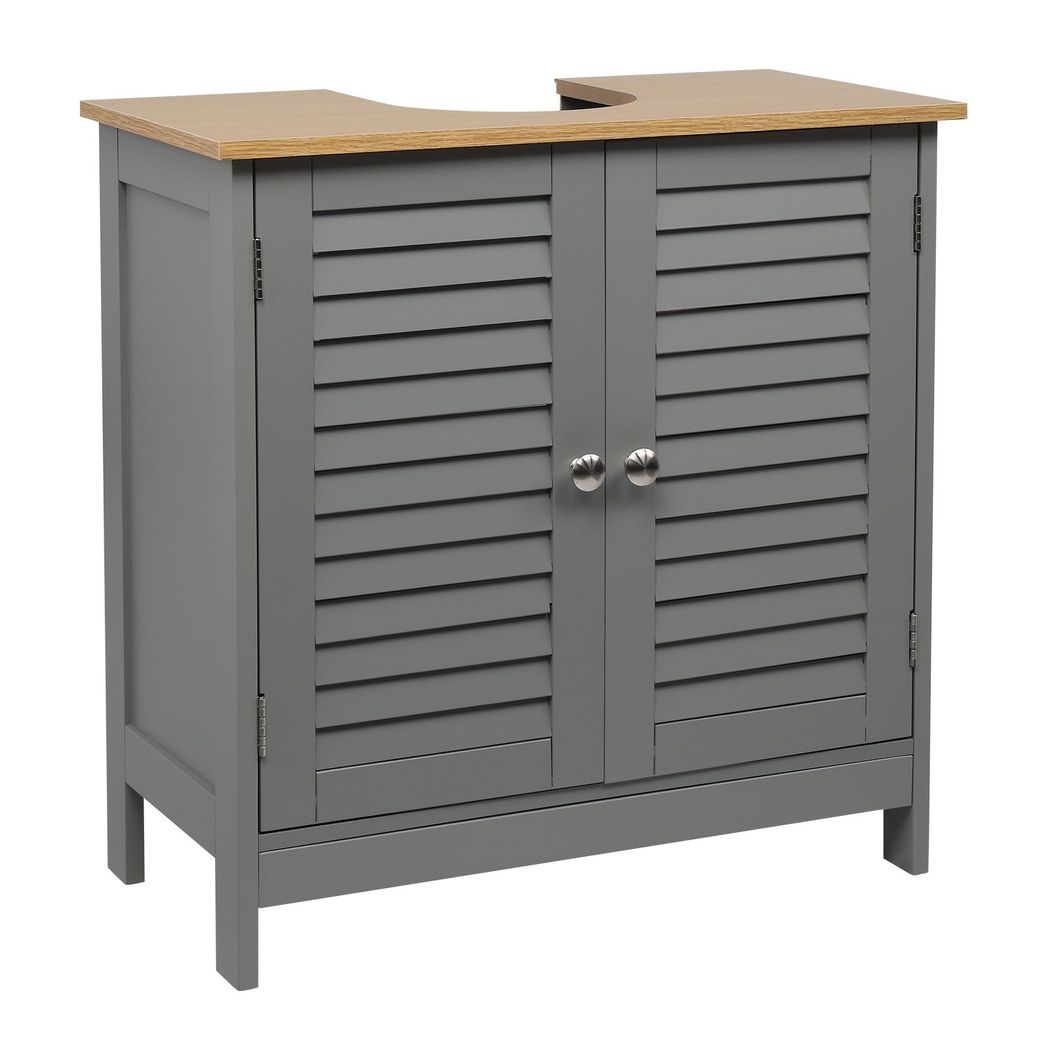 FCH Modern Double Shutter Door MDF Spray Paint  Bathroom Sink Cabinet Gray