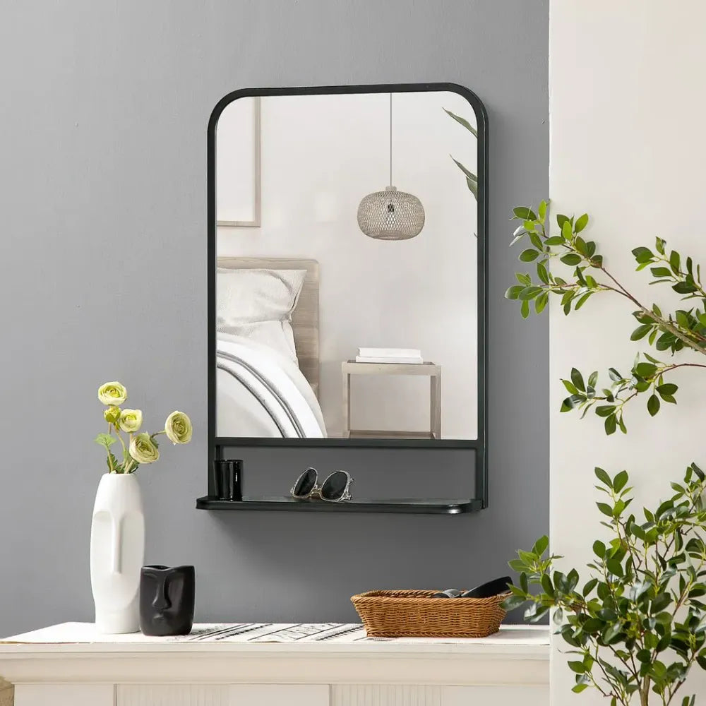 Versatile Square Wall Mirror with Shelf - Modern Design for Any Room