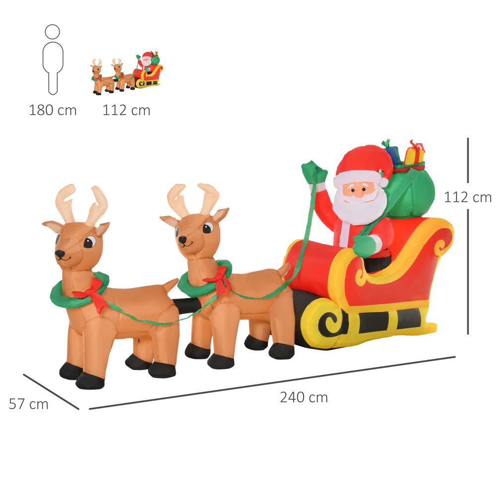 3.5ft Christmas Inflatable Santa Claus on Sleigh LED Indoor Outdoor