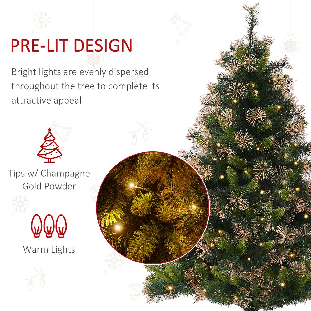 1.5m 5ft Pre-Lit Christmas Tree Artificial Spruce Warm White LED Metal Stand